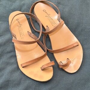 Carly Jean Los Angeles Rhodes Tan Leather Sandals